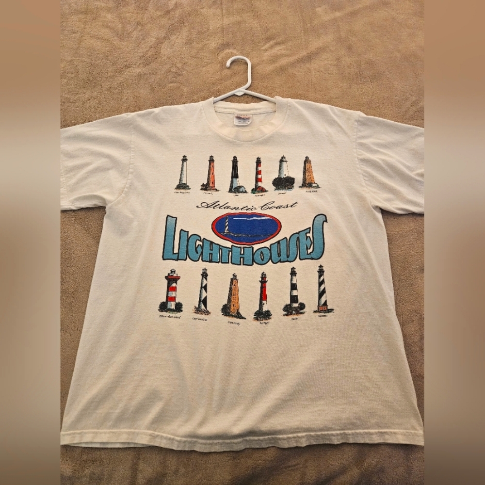 Vintage Atlantic Coast Lighthouses Graphic T-Shirt